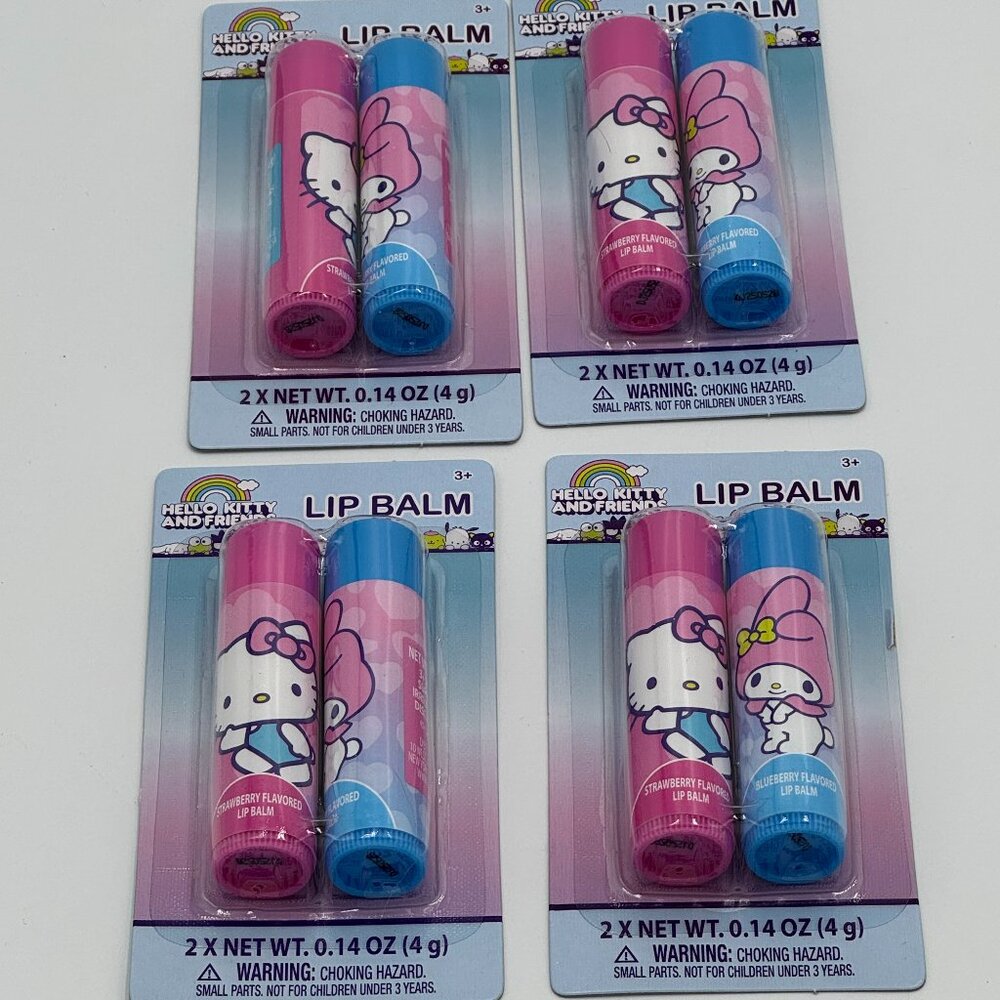 8 Hello Kitty Flavored Lip Balms Strawberry & Blueberry